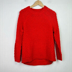 H&M Red Chunky Knit Crew Neck Pullover Sweater XS